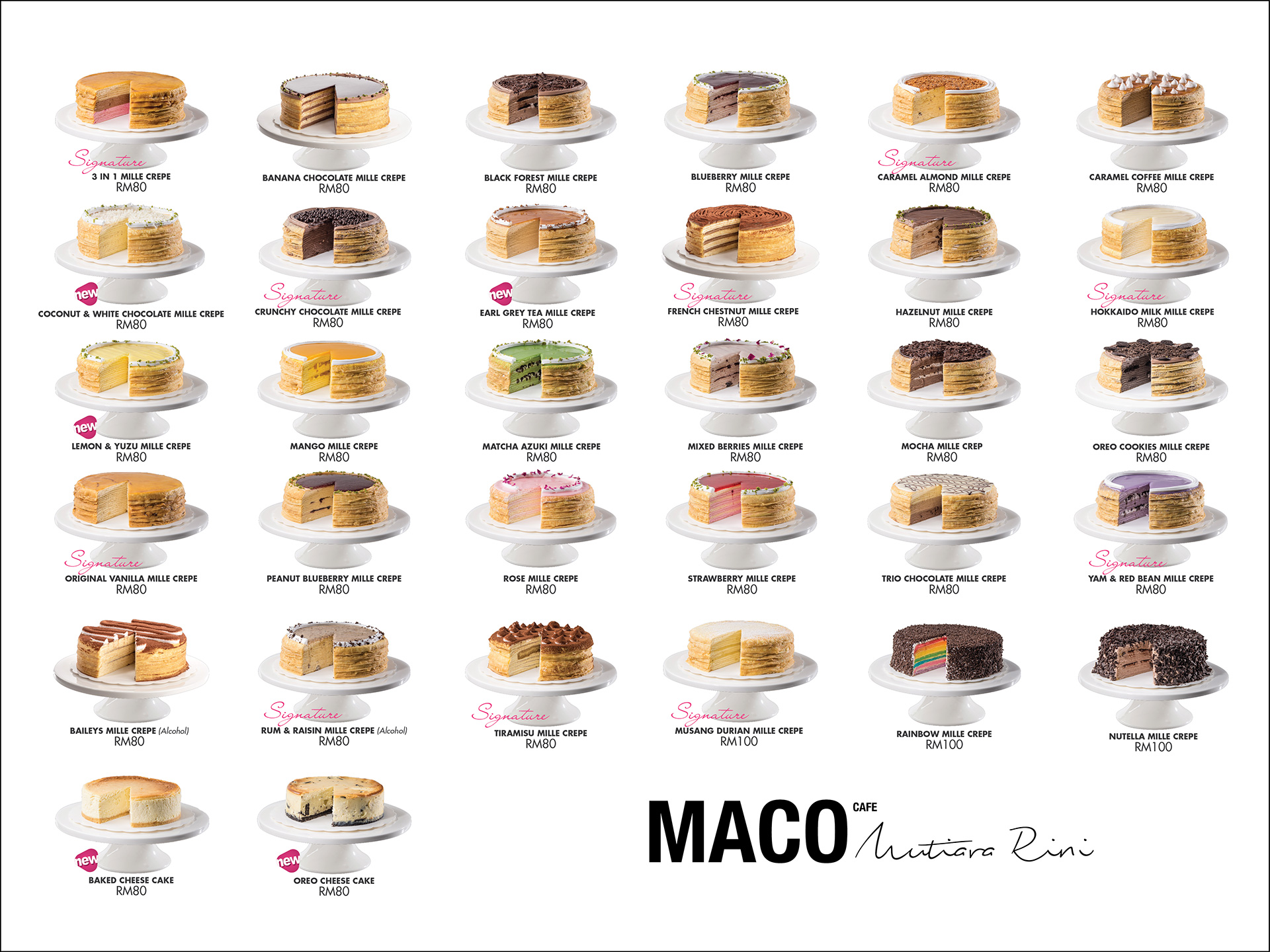 MACO MILLE CREPE Featured Mille Crepe Cake, Macaron, dessert and coffee house in Johor Bahru